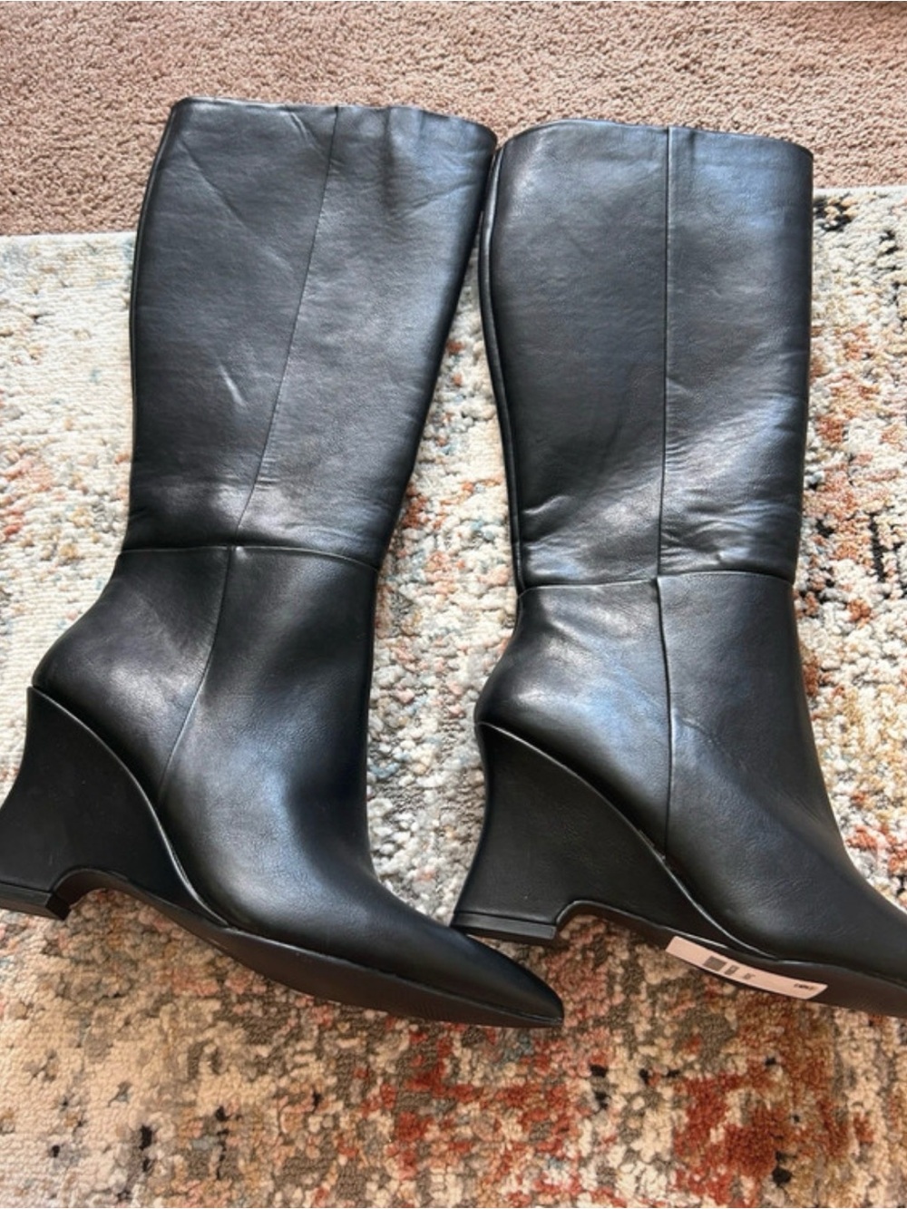 Worthington Black Wedge Knee-High Boots